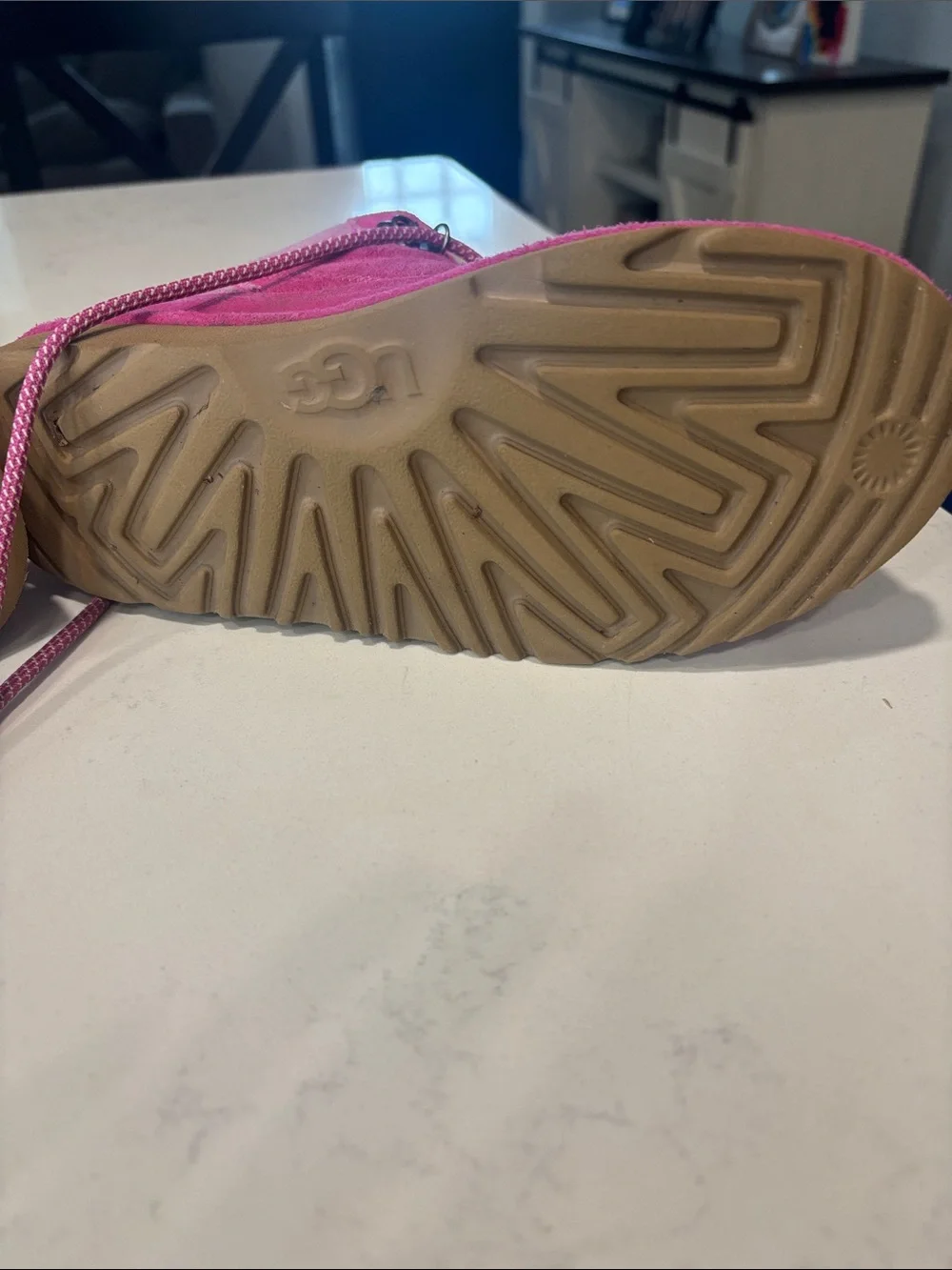 UGG Kids Hot Pink Suede Shearling-Lined Lace-Up Boots